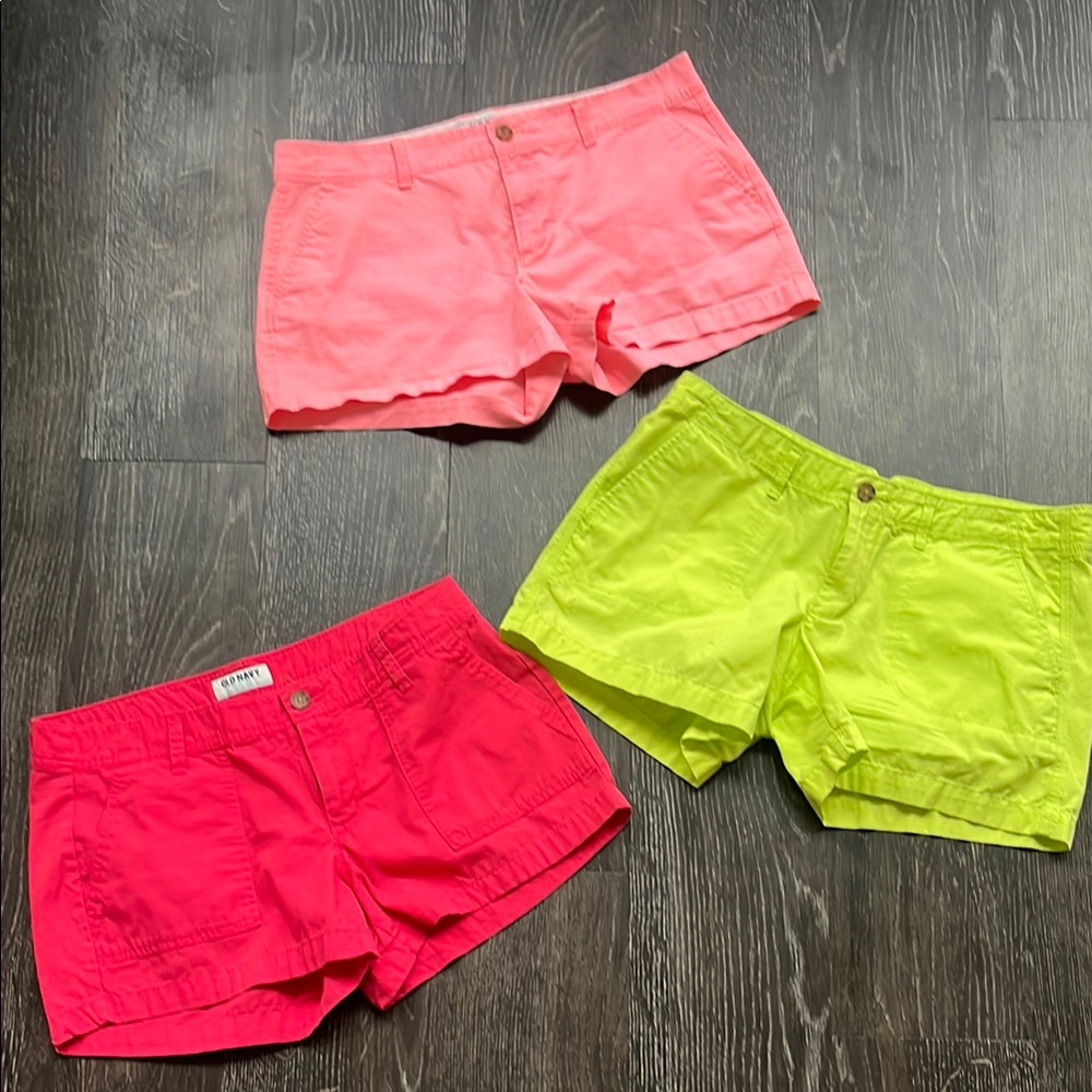 Old Navy Vibrant Women's Shorts Set - Coral, Rhubarb and Vibrant Lime